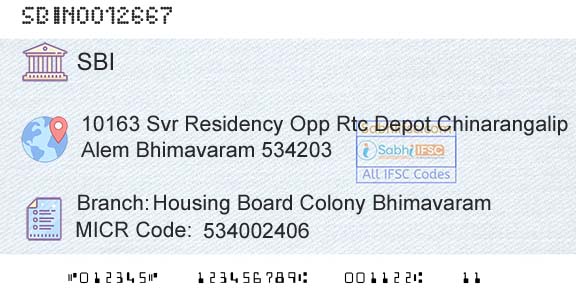 State Bank Of India Housing Board Colony BhimavaramBranch 