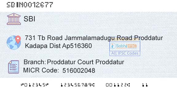State Bank Of India Proddatur Court ProddaturBranch 