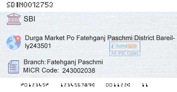 State Bank Of India Fatehganj PaschmiBranch 