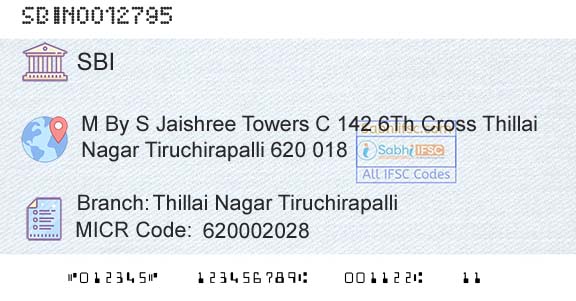 State Bank Of India Thillai Nagar TiruchirapalliBranch 