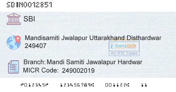 State Bank Of India Mandi Samiti Jawalapur HardwarBranch 