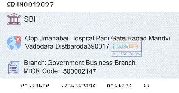 State Bank Of India Government Business BranchBranch 
