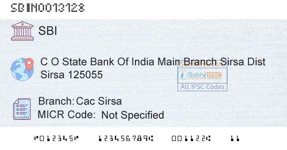 State Bank Of India Cac SirsaBranch 