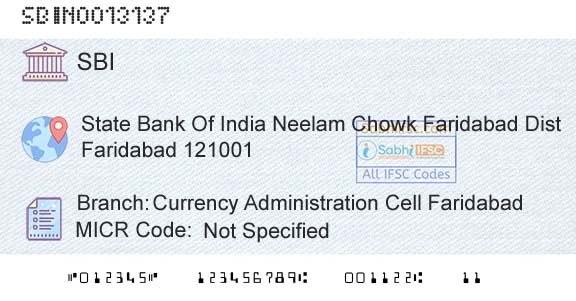 State Bank Of India Currency Administration Cell FaridabadBranch 