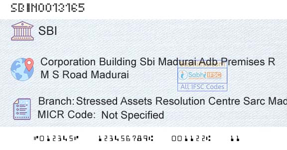 State Bank Of India Stressed Assets Resolution Centre Sarc MaduraiBranch 