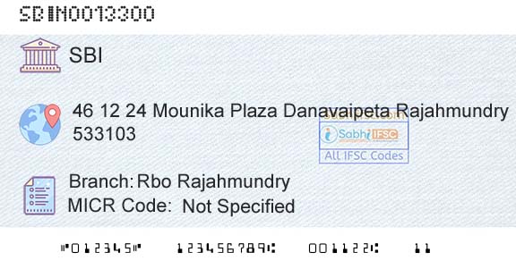 State Bank Of India Rbo RajahmundryBranch 
