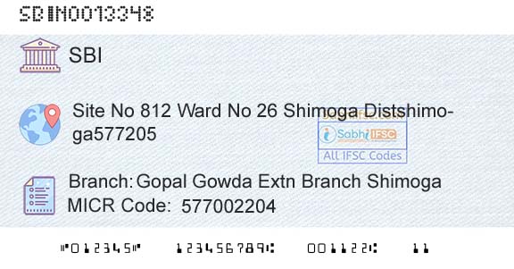 State Bank Of India Gopal Gowda Extn Branch ShimogaBranch 