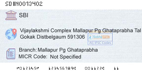 State Bank Of India Mallapur Pg Ghataprabha Branch 