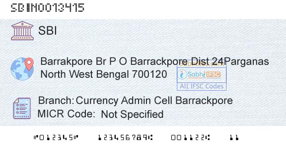 State Bank Of India Currency Admin Cell BarrackporeBranch 