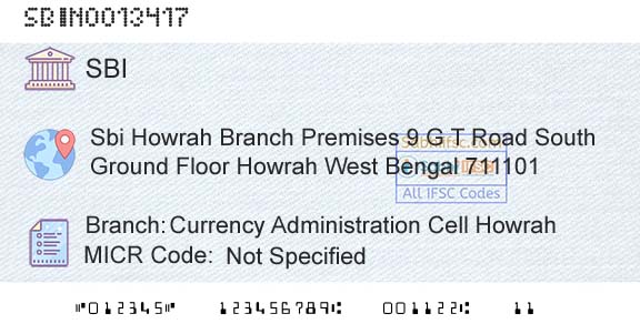 State Bank Of India Currency Administration Cell HowrahBranch 