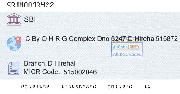 State Bank Of India D HirehalBranch 