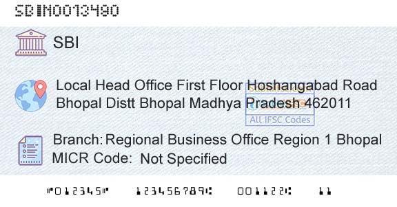 State Bank Of India Regional Business Office Region 1 BhopalBranch 