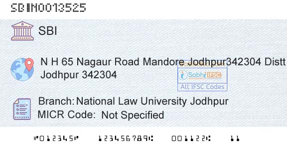 State Bank Of India National Law University JodhpurBranch 