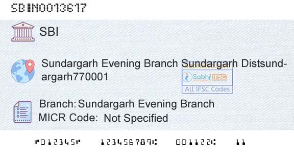 State Bank Of India Sundargarh Evening BranchBranch 