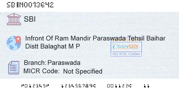 State Bank Of India ParaswadaBranch 
