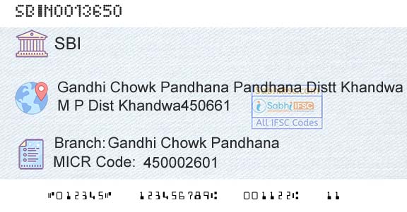 State Bank Of India Gandhi Chowk PandhanaBranch 