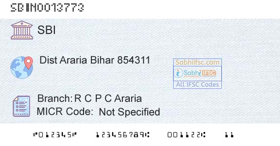 State Bank Of India R C P C ArariaBranch 