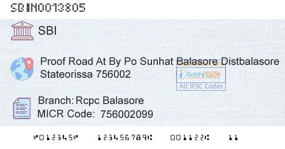 State Bank Of India Rcpc BalasoreBranch 