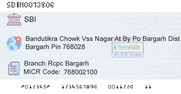 State Bank Of India Rcpc BargarhBranch 
