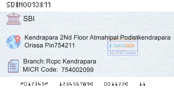 State Bank Of India Rcpc KendraparaBranch 