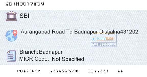 State Bank Of India BadnapurBranch 