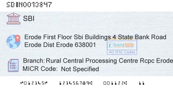 State Bank Of India Rural Central Processing Centre Rcpc ErodeBranch 