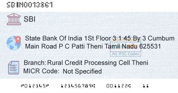 State Bank Of India Rural Credit Processing Cell TheniBranch 