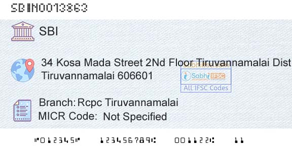 State Bank Of India Rcpc TiruvannamalaiBranch 