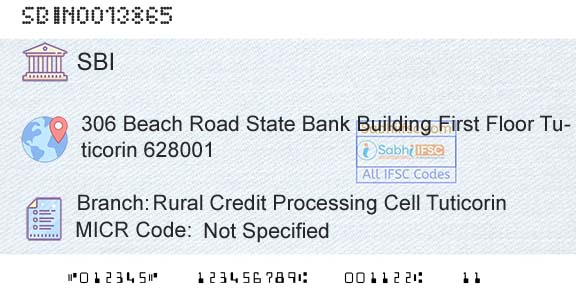 State Bank Of India Rural Credit Processing Cell TuticorinBranch 