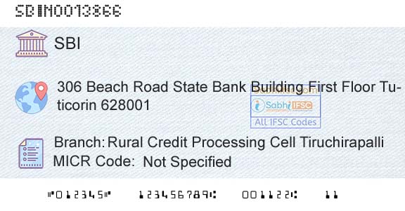 State Bank Of India Rural Credit Processing Cell TiruchirapalliBranch 