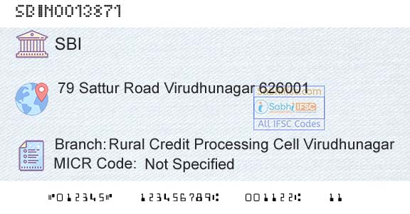 State Bank Of India Rural Credit Processing Cell VirudhunagarBranch 