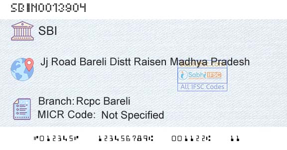 State Bank Of India Rcpc BareliBranch 
