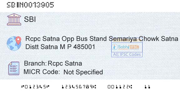 State Bank Of India Rcpc SatnaBranch 