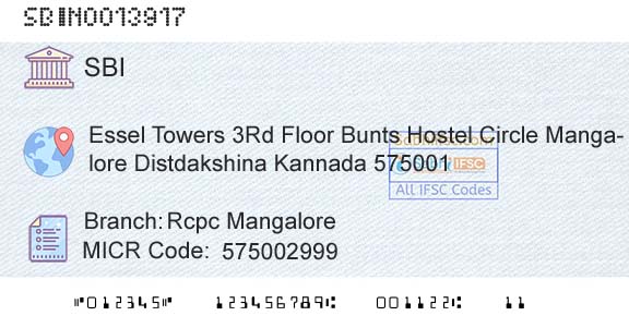 State Bank Of India Rcpc MangaloreBranch 