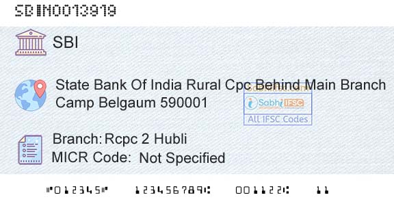 State Bank Of India Rcpc 2 HubliBranch 