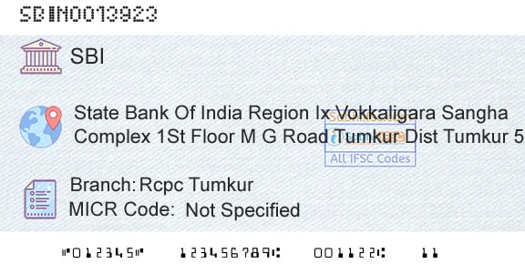 State Bank Of India Rcpc TumkurBranch 