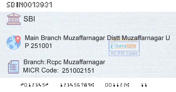 State Bank Of India Rcpc MuzaffarnagarBranch 