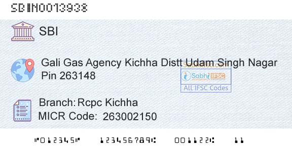 State Bank Of India Rcpc KichhaBranch 