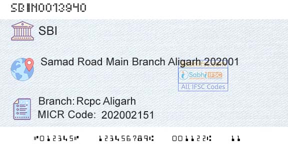 State Bank Of India Rcpc AligarhBranch 