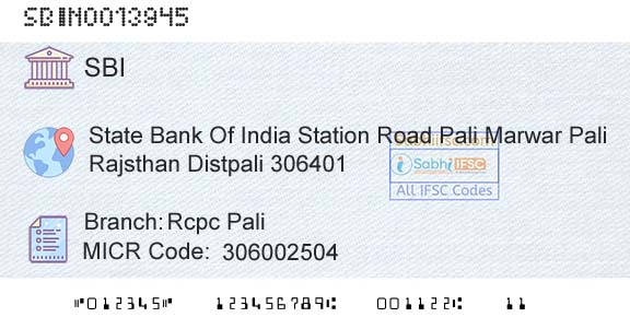 State Bank Of India Rcpc PaliBranch 