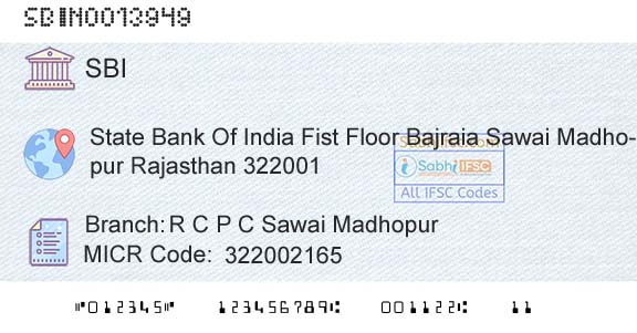 State Bank Of India R C P C Sawai MadhopurBranch 