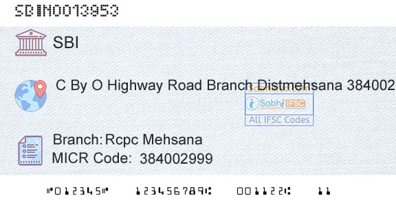 State Bank Of India Rcpc MehsanaBranch 