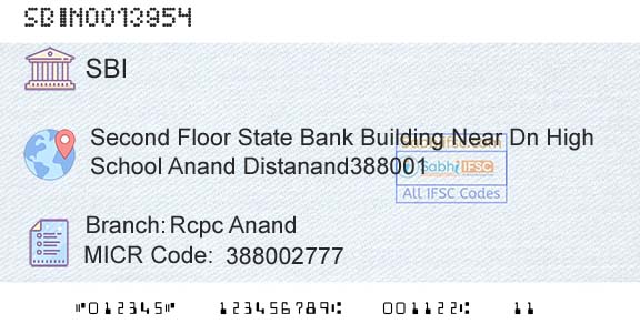 State Bank Of India Rcpc AnandBranch 