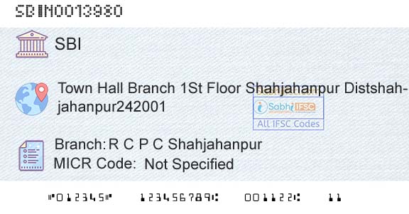 State Bank Of India R C P C ShahjahanpurBranch 