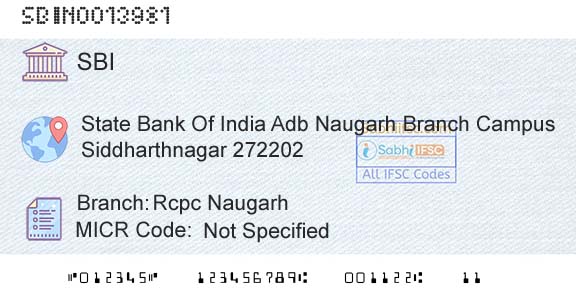 State Bank Of India Rcpc NaugarhBranch 
