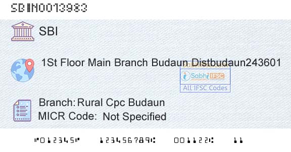 State Bank Of India Rural Cpc BudaunBranch 