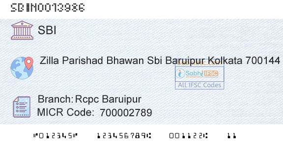 State Bank Of India Rcpc BaruipurBranch 