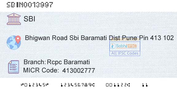 State Bank Of India Rcpc BaramatiBranch 