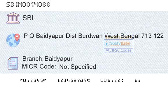 State Bank Of India BaidyapurBranch 