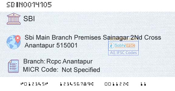 State Bank Of India Rcpc AnantapurBranch 